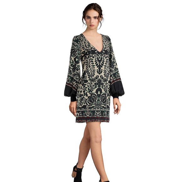 Free People Puff Sleeve Print Mini Sweater Dress - Picture 3 of 4